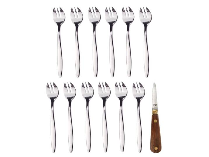 Lancette - Set À Huîtres\, 1 Couteau Et 12 Fourchettes