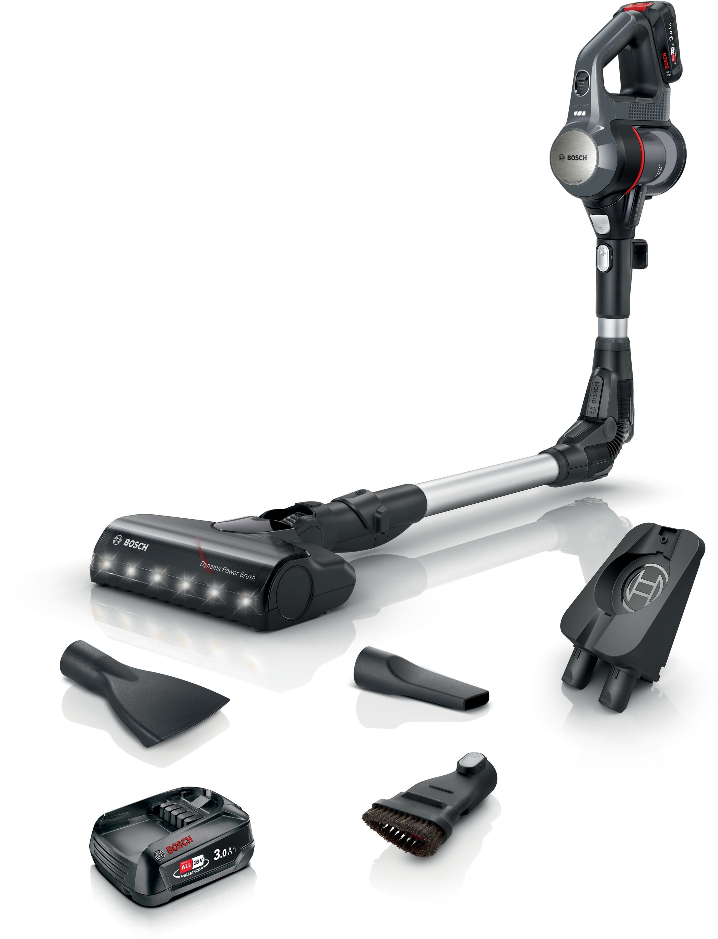 Bosch Unlimited 7 BBS712A Handstaubsauger Beutellos bis 80 min Laufzeit 18 V Hygienefilter (Graphit)