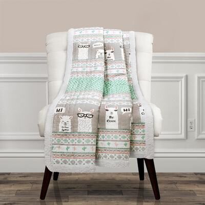 Lush Decor Llama Stripe Sherpa Throw