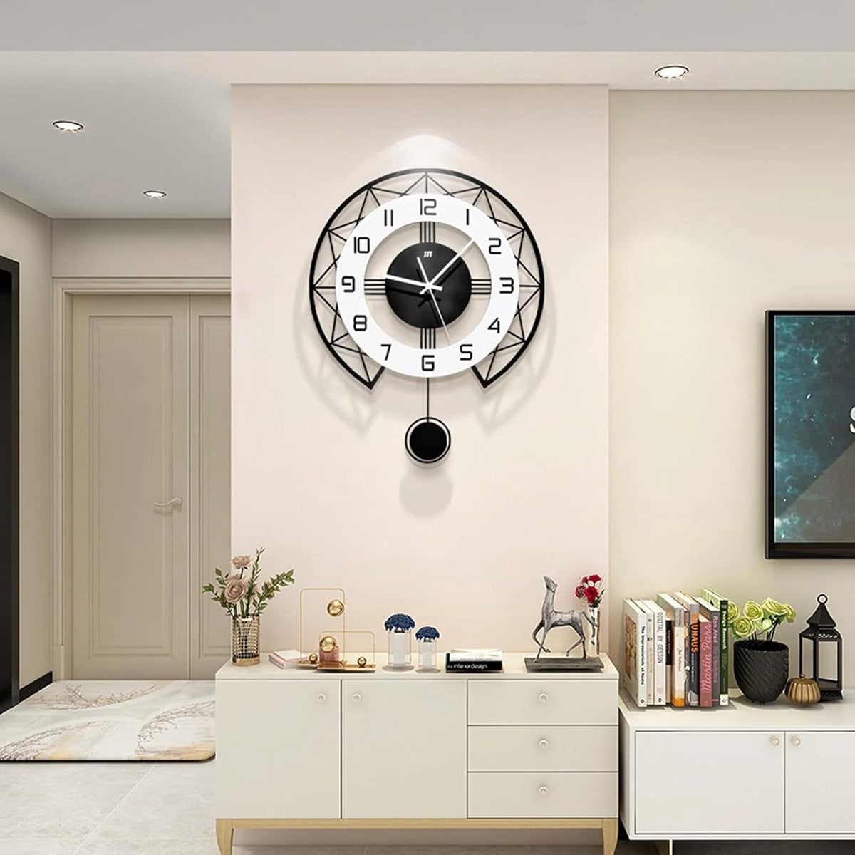 SnelShoppen Moderne Stille Garland Wandklok voor Woonkamer, Keuken en Slaapkamer - Analoog