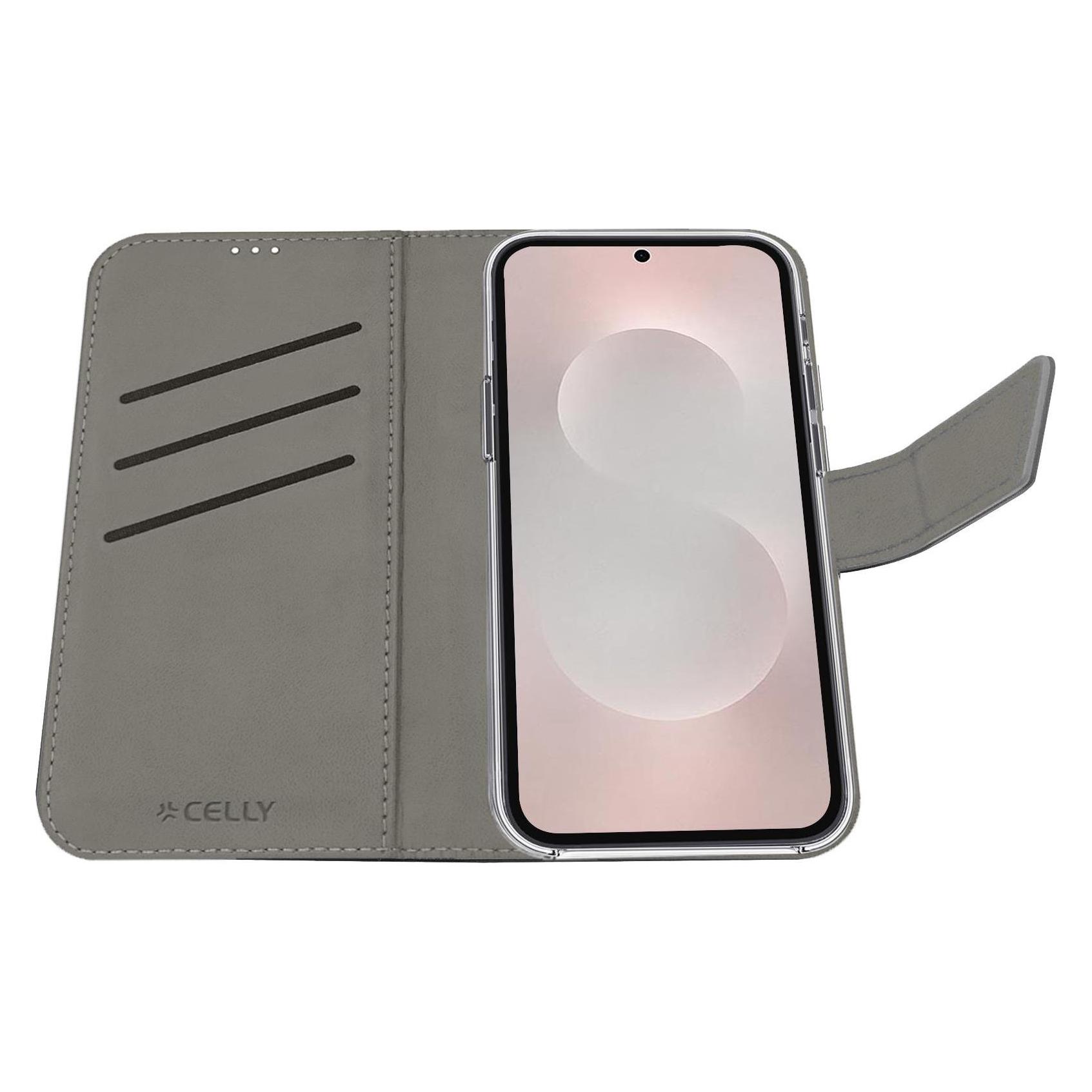 Celly Wally schwarze Brieftaschenhülle für Samsung Galaxy (Samsung Galaxy S25 Edge) (WALLY1143)