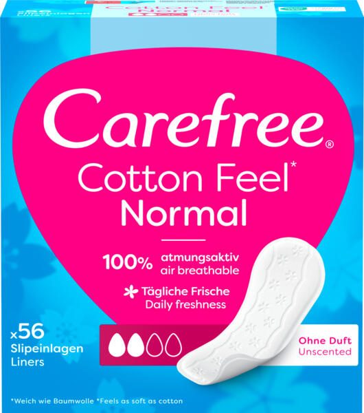 Carefree Slipeinlagen Normal Cotton Feel ohne Duft für Slip, 56 St. 5284247008