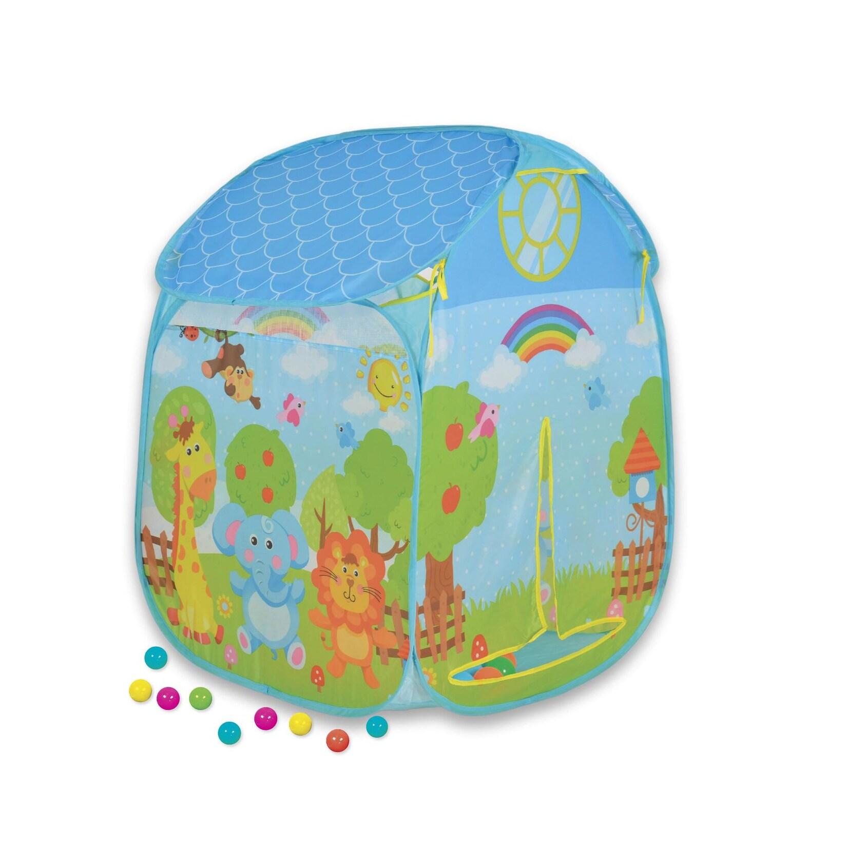 Moni Kinderspielzelt Zoo 995-5001C, Spielhaus, Bällebad, 50 bunte Spielbälle blau