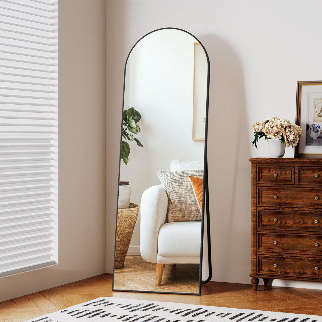 Metro Aluminium Freestanding and Wall Full Length Mirror Black 150L x 50W cm