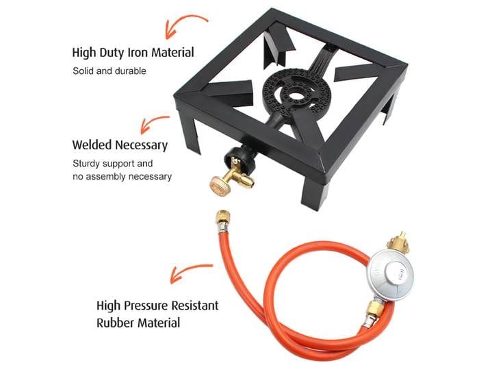 Anneau d'ébullition au gaz 8kw, brûleur en fonte, grande cuisinière à GPL, cuisinière d'extérieur, cadre en fer, poêle Portable de contrôle du feu