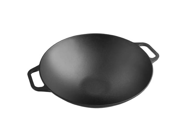 VICTORIA Wok en Fonte Émaillée Induction 35\,5cm\, Convient pour le Feu\, le Barbecue\, le Four\, la Plaque Vitrocéramique\, le Gaz\, Cast Iron Skillet sans Toxicité\, sans PTFE ni PFOA