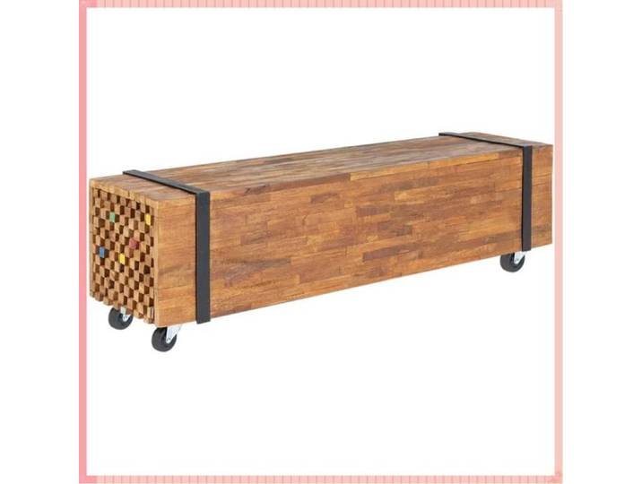meuble tv - 110x30x32cm - avec 4 roues - Style Raffiné - Qualité Authentique - Finition Exceptionnelle - Teck - Pour Salon