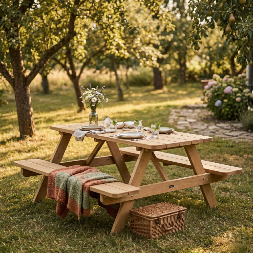 Axi Table de pique-nique, 6 personnes, thermowood - marron Marron 180x74x150cm