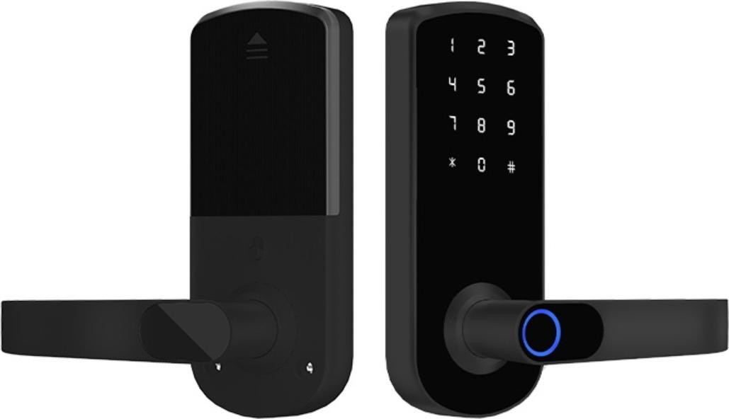 INF Slim Deurslot met Vingerafdruk Tuya - TTLock Bluetooth Biometrische Sleutelloze Toegang - Zwart