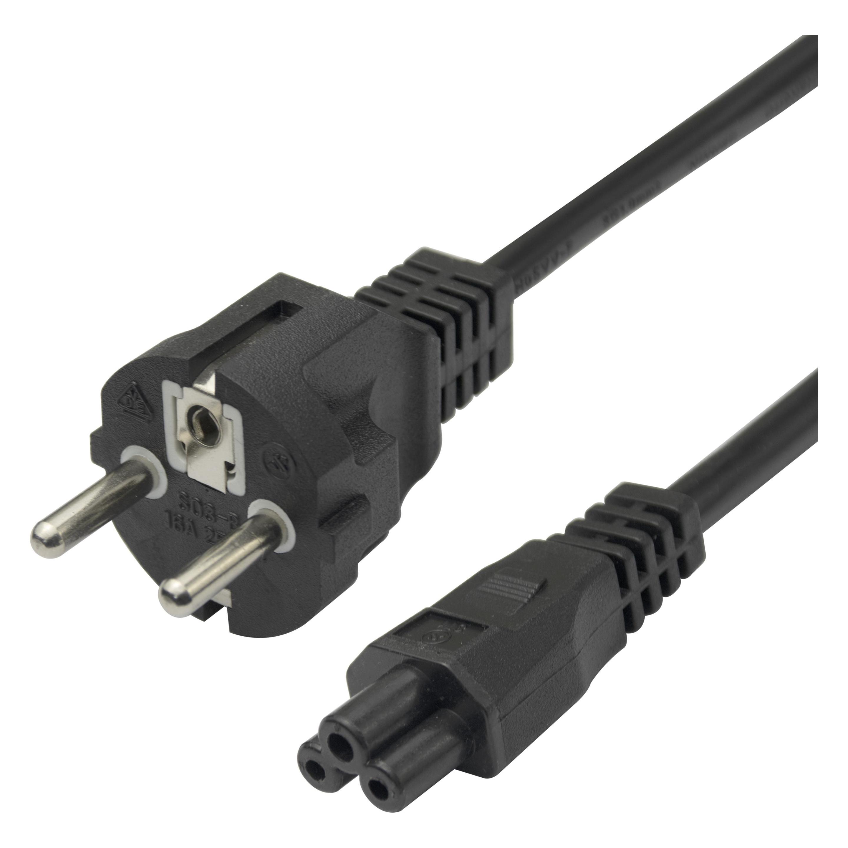 Deltaco Power cable CEE 7/7 - C5, 3m - Black (3 m) (1902302)