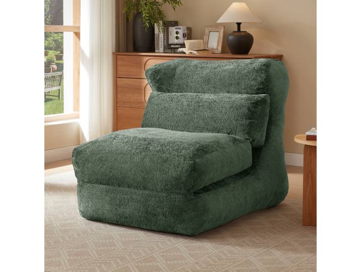 Fauteuil de relaxation en chenille au design unique, convertible en chaise longue inclinable, fauteuil d'appoint rembourré en chenille douce, mobilier de loisirs confortable pour salon, chambre à