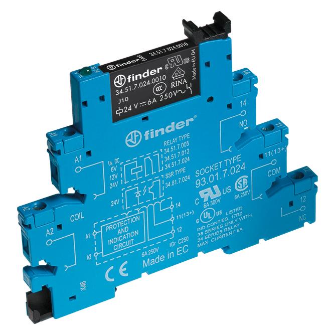 Finder Koppelrelais 6A 24VAC/DC Serie 38 (38.51.0.024.0060)