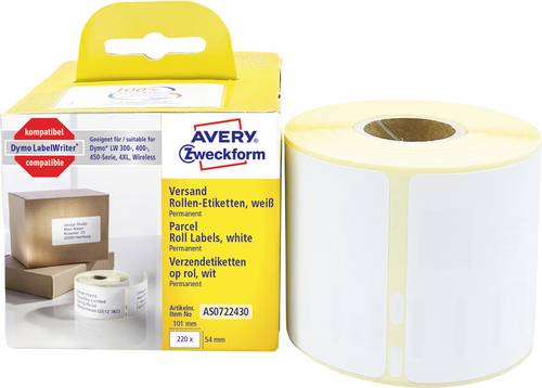 Avery-Zweckform Etiketten Rolle Kompatibel ersetzt DYMO, Seiko 99014, S0722430 101 x 54mm Papier Weiß 220 St. Permanent haftend