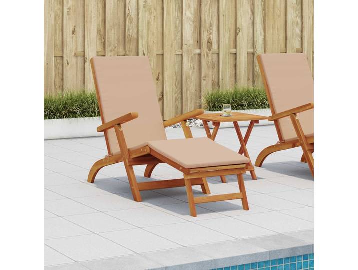vidaXL Reclining and Folding Sunlounger 2 stk. Massivholz Akazie Taupe