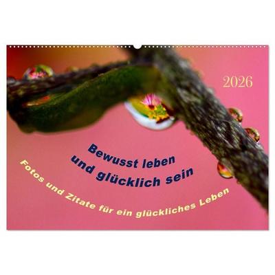 Bewusst leben und glücklich sein (Wandkalender 2026 DIN A2 quer), CALVENDO Monatskalender
