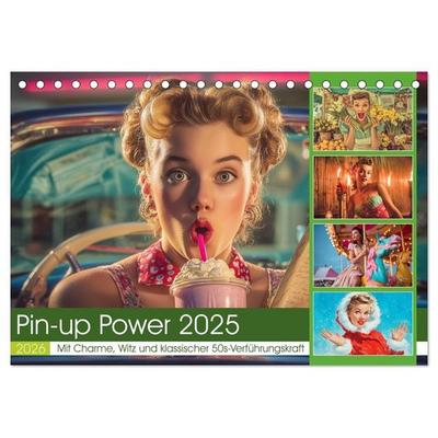 Pin-up Power 2025 (Tischkalender 2026 DIN A5 quer), CALVENDO Monatskalender
