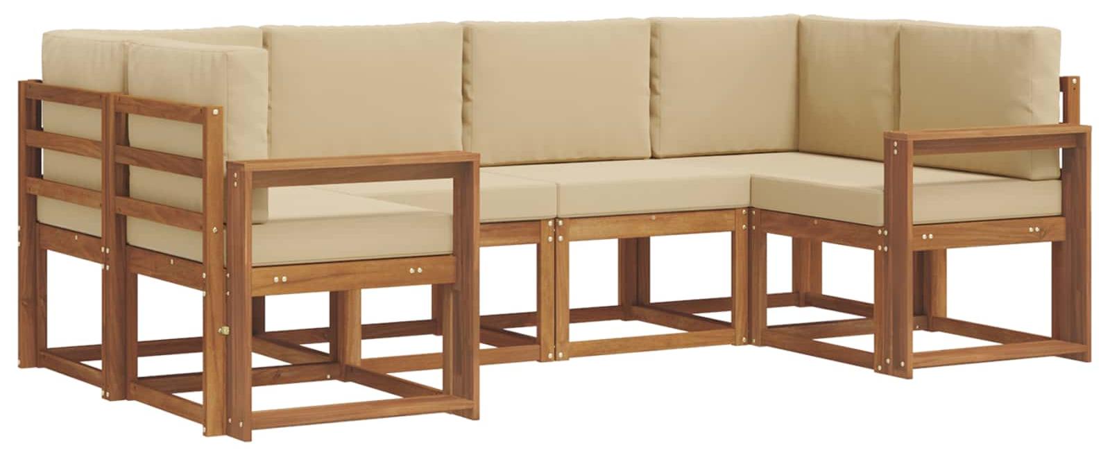 Outdoor-Sofagarnitur mit Kissen 6 pcs Natur und Beige