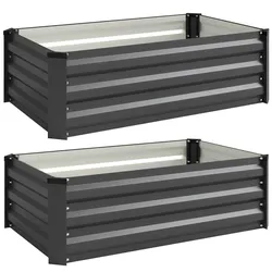 HOCHBEET 2er-Set für Terrasse, Balkon, verzinkter Stahl, Dunkelgrau, 100 x 60 x 30 cm