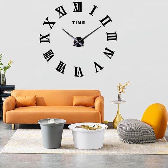 Coraltree DIY 3D Wandklok XXL Moderne Stille Analoge Quartz Wandklok Zwart