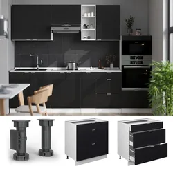 Vicco Schubladenunterschrank Fame-Line Weiß Schwarz gestreift 80 cm ohne Arbeitsplatte