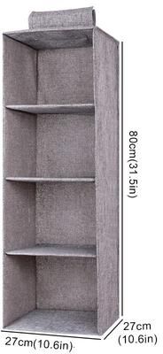 Uplifted Goods Collapsible Hanging Wardrobe Organizer With Drawer Compartments grey 4 layer