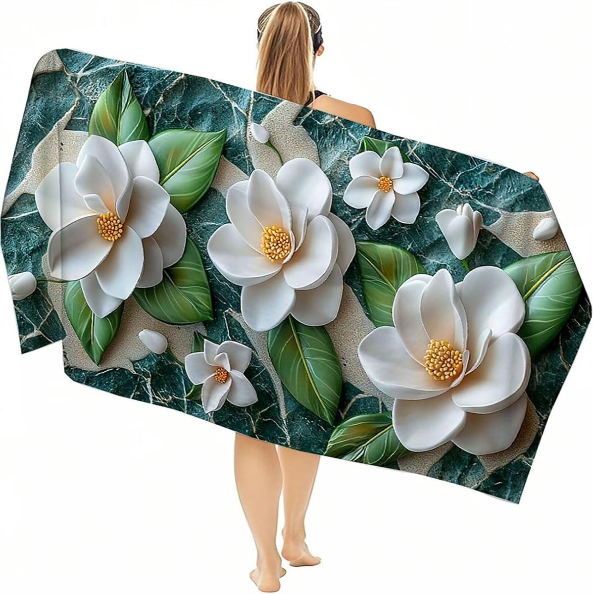 Strandlaken Microvezel met Bloemenprint - Grote Sneldrogende Reishanddoek - 100 x 200 cm