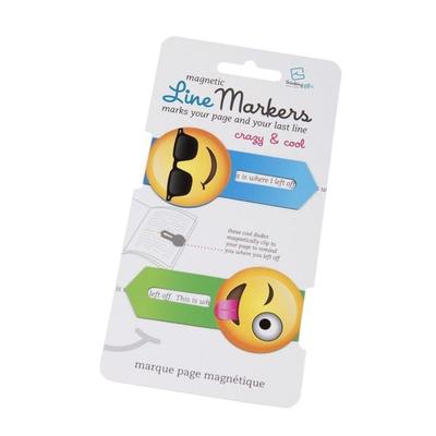 Line Markers Emoji Crazy & Cool – Magnetische Lesezeichen 2er-Set
