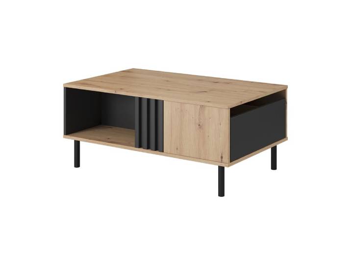 Table basse effet bois Crème et Noir