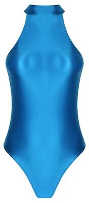 USA Free Shipping Shop Women's Gymnastics Leotard High Neck Yoga Bodysuit One Piece Workout Outfits lake Blue xxl