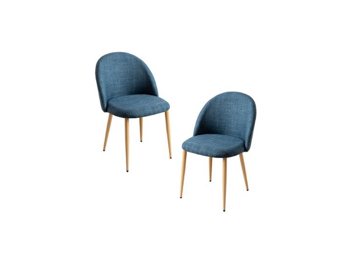 2er Set Vint Stoff Stühle - Blau marine