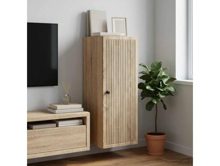 GPWERSDF Wandschrank Sonoma-Eiche 33x34,5x90 cm Holzwerkstoff Wandmontage, rechteckiges Design, vielseitige Regale, pflegeleichte Oberfläche, nostalgischer Stil