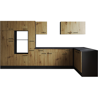 Winkelküche RESPEKTA "Oliver", braun (küche: grau, front: artisan eiche nachbildung, korpus: grau matt, arbeitsplatte: granit optik), B:370cm H:205cm T:172cm, Komplettküchen-Sets, Breite 370 cm, 90 cm Arbeitshöhe, in exklusiver Konfiguration für OTTO