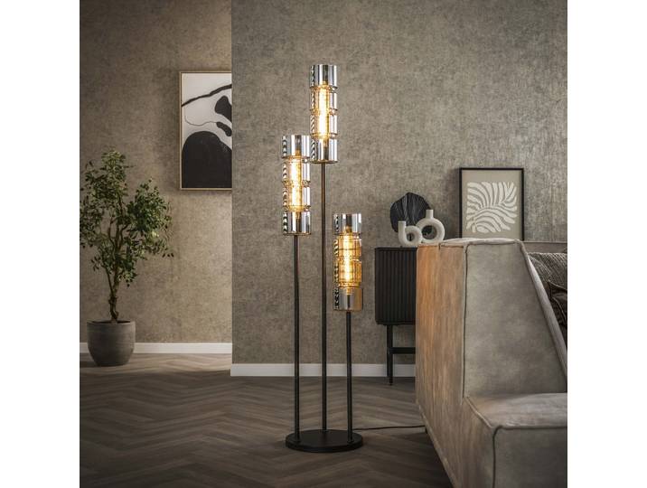 Vloerlamp 3L getrapt cylinder glas