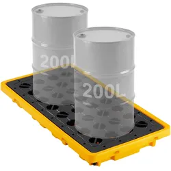 VEVOR Auffangpalette 1316x680x150mm, Industrielle Auffangwanne mit 4000kg Statischer Traglast & 79,5L Wannenkapazität, Trommelpalette mit Drainage für 2 Fässer, Auffangplattform für Lagerung Transport