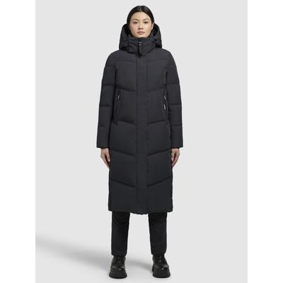 Steppmantel KHUJO "LUGA", Damen, Gr. S, blau (dunkelblau), 70% Baumwolle, 30% Polyamid, unifarben, loose fit knielang, Mäntel Steppmantel