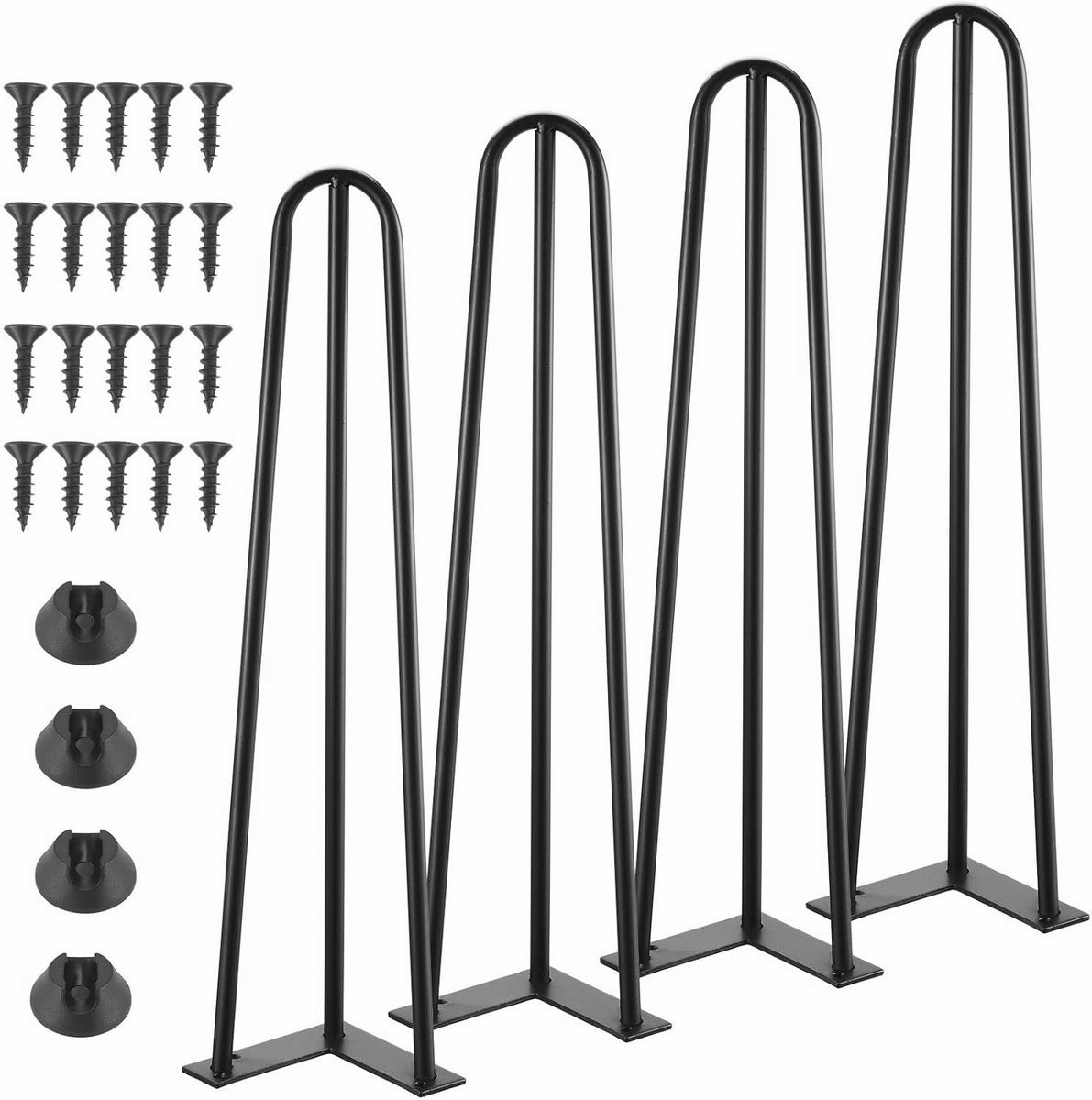 Set van 4 Verstelbare Zwarte Haarspeld Tafelpoten - Hoogte: 45 cm - Stevige Meubelpoten voor Do-It-Yourself Projecten