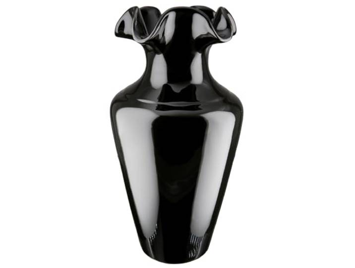 GILDE Irina Vase Conique en céramique émaillée Noir Brillant Hauteur 40 cm Accessoire de décoration d'intérieur Cadeau Salon