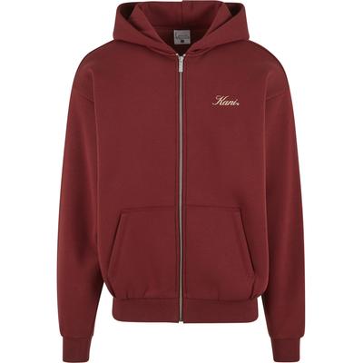 Kapuzenpullover KARL KANI "Karl Kani Kani Script Emblem Zip Hoodie", Herren, Gr. M, rot (dunkelrot), 65% Baumwolle, 35% Polyester, mehrfarbig, normal, ohne Ausschnitt, Pullover Kapuzenpullover