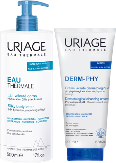 Uriage Eau Thermale Leite Aveludado de Corpo + Derm-Phy Creme Lavante Pack