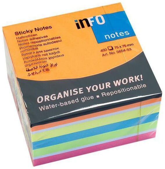 Notes INFO NOTES kub 75x75mm brilliant 12st