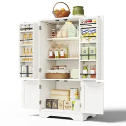 Küchenschrank 120x60x40 cm mit LED-Sensorlicht, verstellbaren Einlegeböden, Stauraum, 3D-Wellenmuster-Türen, Magnetschloss, Weiß