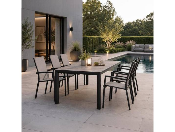 Siena Garden Velia Gartenmöbel-Set L (6 Plätze) 220x100cm Dunkelgrau