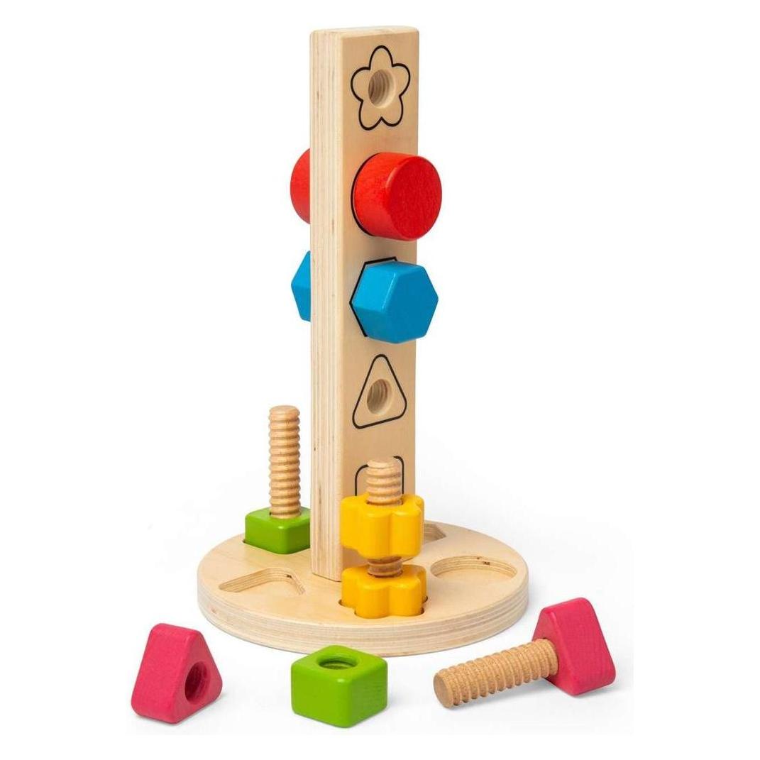 Bigjigs Holzturm mit Schrauben und Muttern, 11-tlg. (BJ37002)