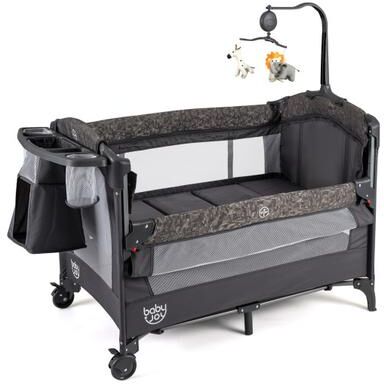 Costway 5-in-1 Bedside Bassinet with Diaper Changer and Mattress-Gray
