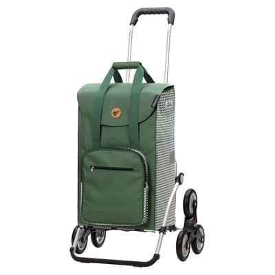 Einkaufstrolley ANDERSEN "Treppensteiger Royal Shopper Liska", grün, B:50cm H:107cm T:28cm, Polyester, Einkaufskörbe