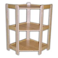 Biedrax Massivholzregal Eckregal 60 x 60 x 89 cm, 3 Fachböden Farbe: Natur