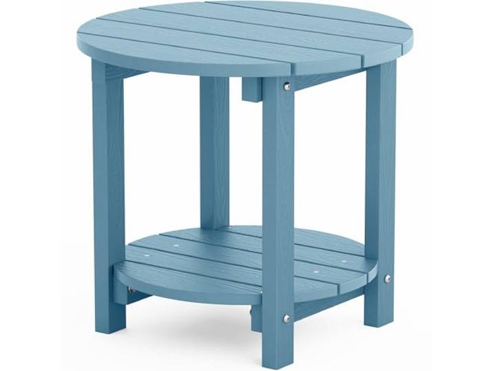 YEFU Adirondack Beistelltisch, 45,7 cm, Doppel-Beistelltisch, Poly-Holz-Beistelltisch, wetterbeständig, für Innenbereich, Terrasse, Pool, Veranda, Hinterhof, Blau