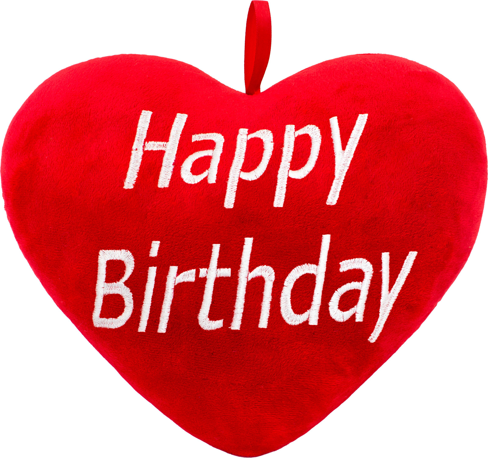 Brubaker Pluche hartvormig kussen Happy Birthday - Rood - 32 cm