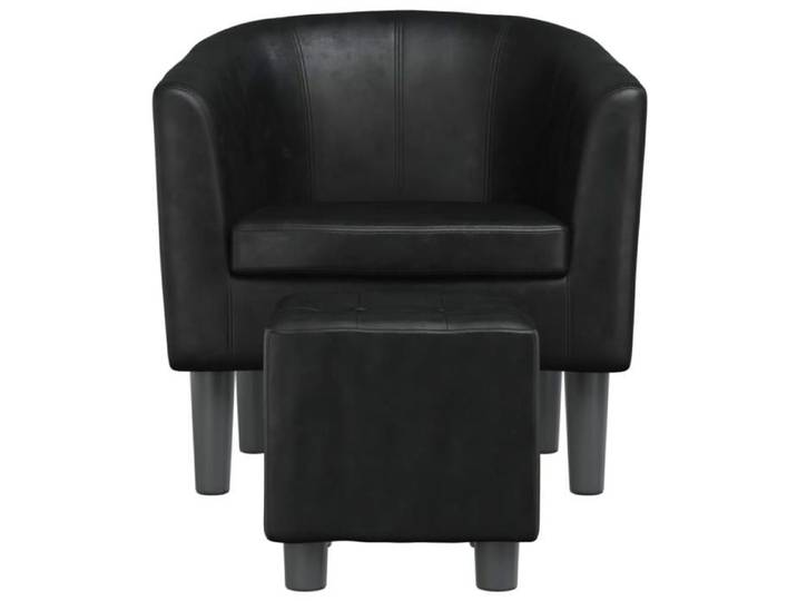 Fauteuil cabriolet avec repose-pied - - Similicuir - Noir - 70x56x68 cm - Repose-pied 31x31x32 cm
