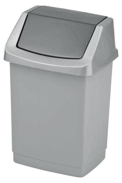 Curver opklapbare prullenbak Click-it, 15 liter, zilverkleurig en grafietkleurig